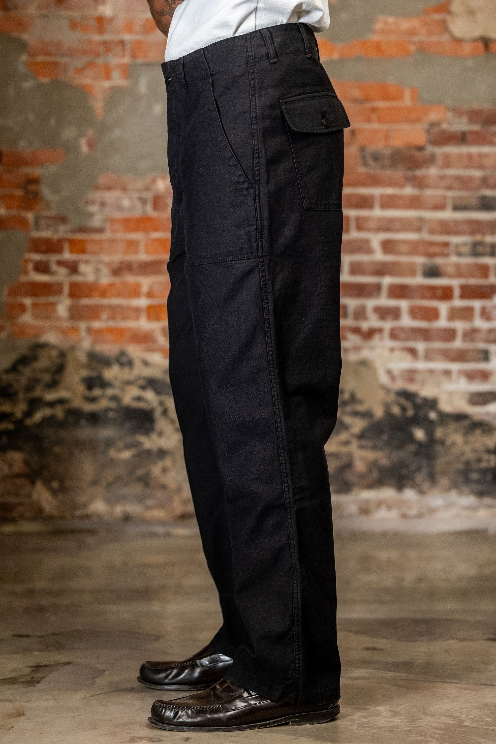 Merz b. Schwanen SENDO01SC Sateen Canvas Fatigue Pants - Storm Black