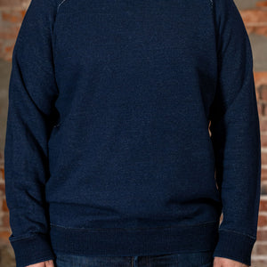 Pure Blue Japan 5410-ID Knitted Hoodie - Indigo. on model front profile