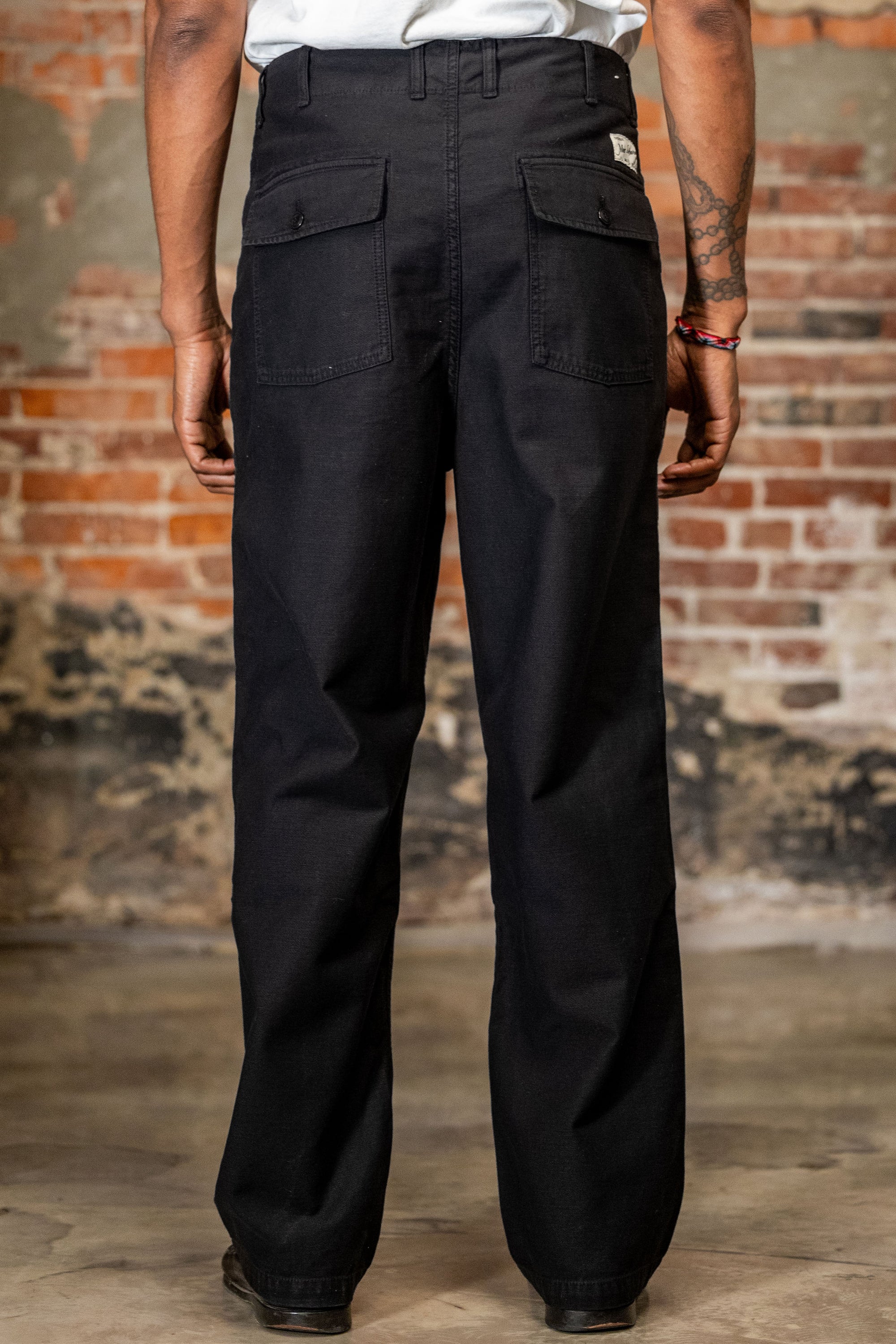 Merz b. Schwanen SENDO01SC Sateen Canvas Fatigue Pants - Storm Black