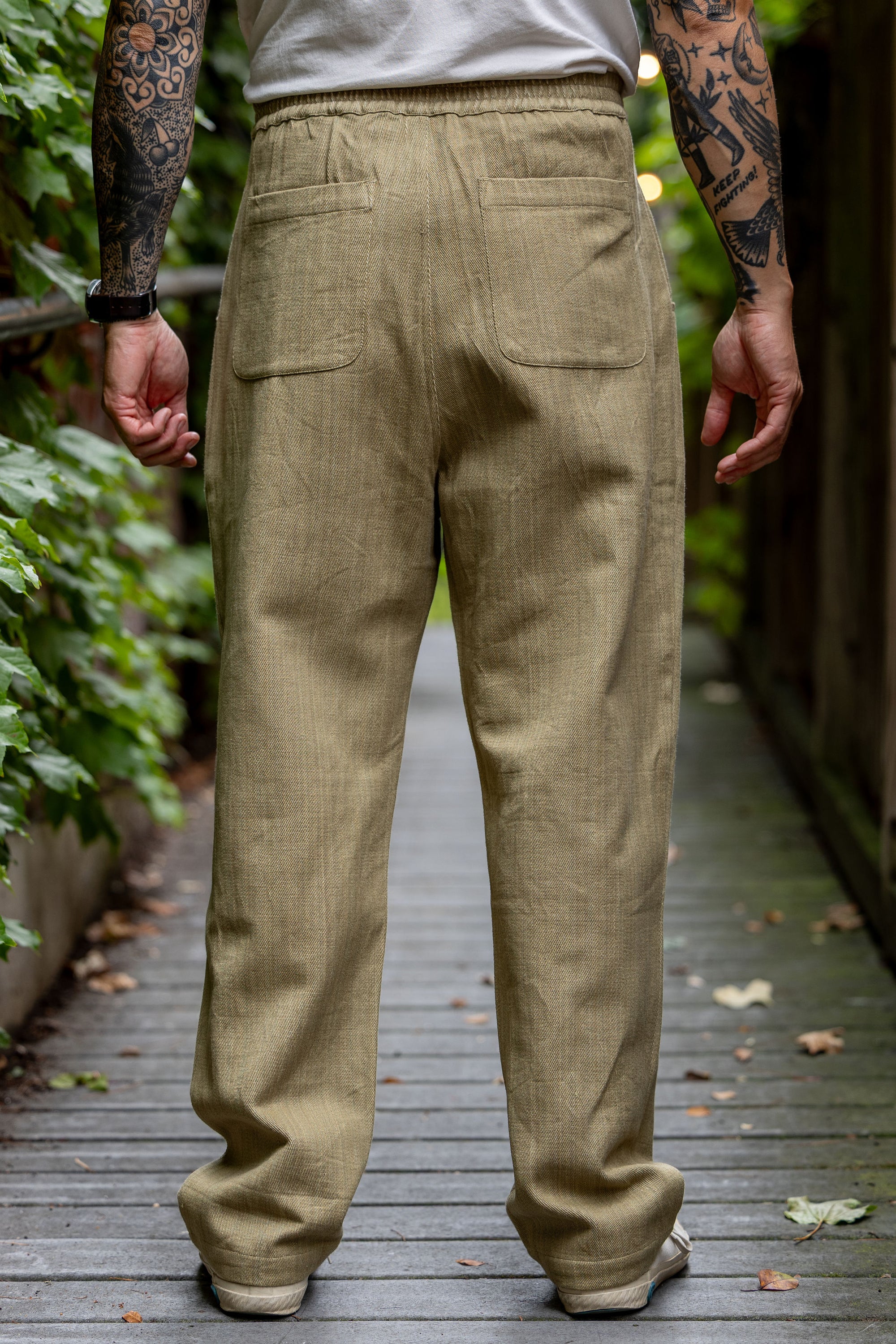 Indi + Ash Nico Pant - Olive Drab Handwoven Denim