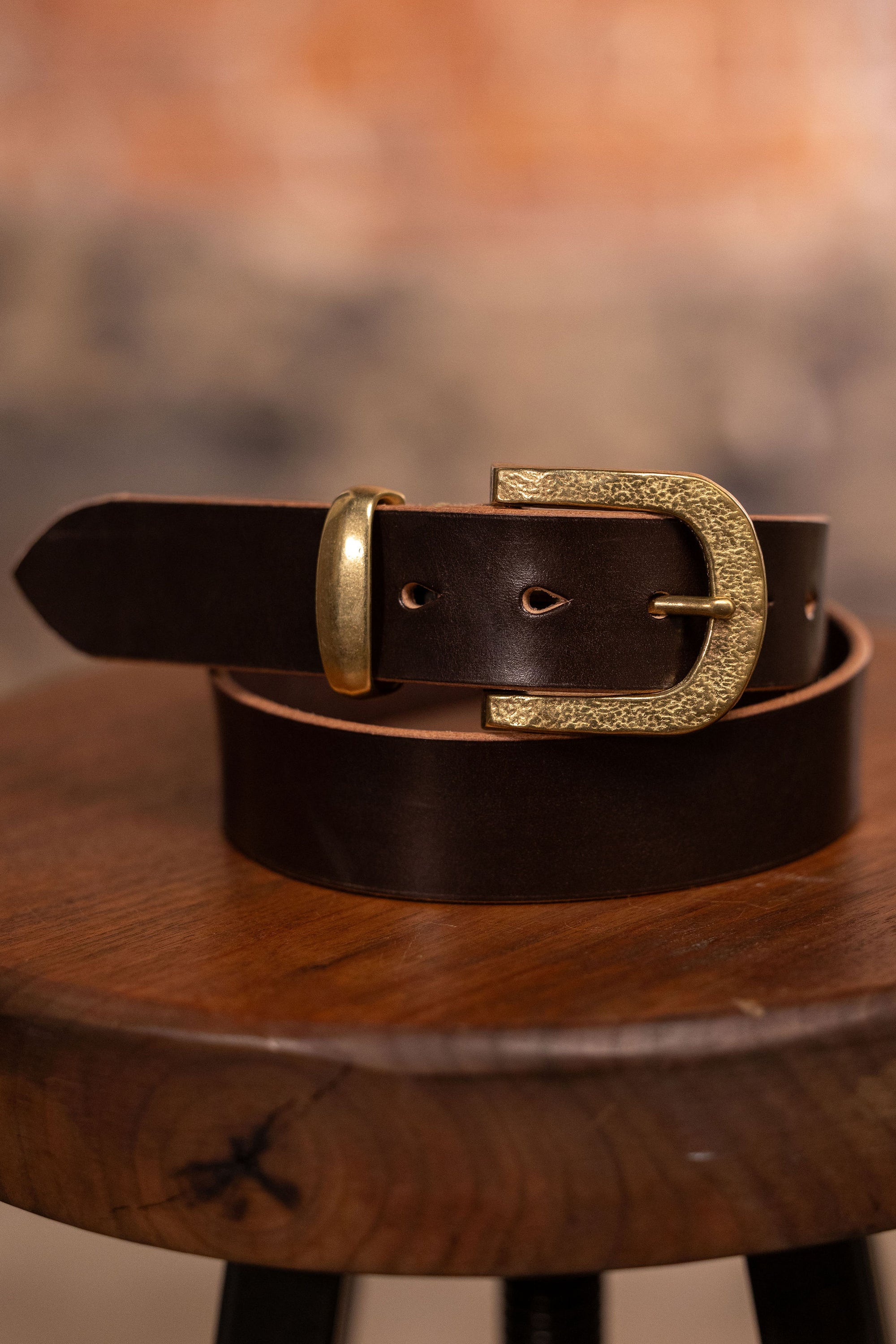 Hollows Leather Trail Belt - Black Cherry Bridle Brass Buckle