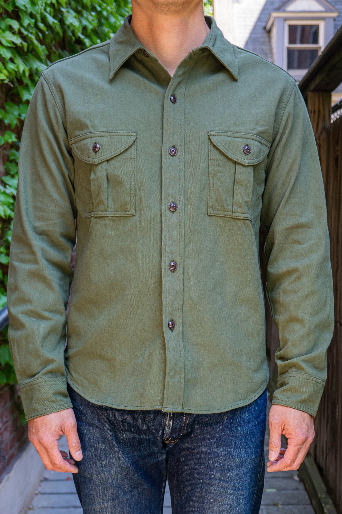 UES Strongly Twisted Twill Safari Shirt - Olive - Franklin & Poe