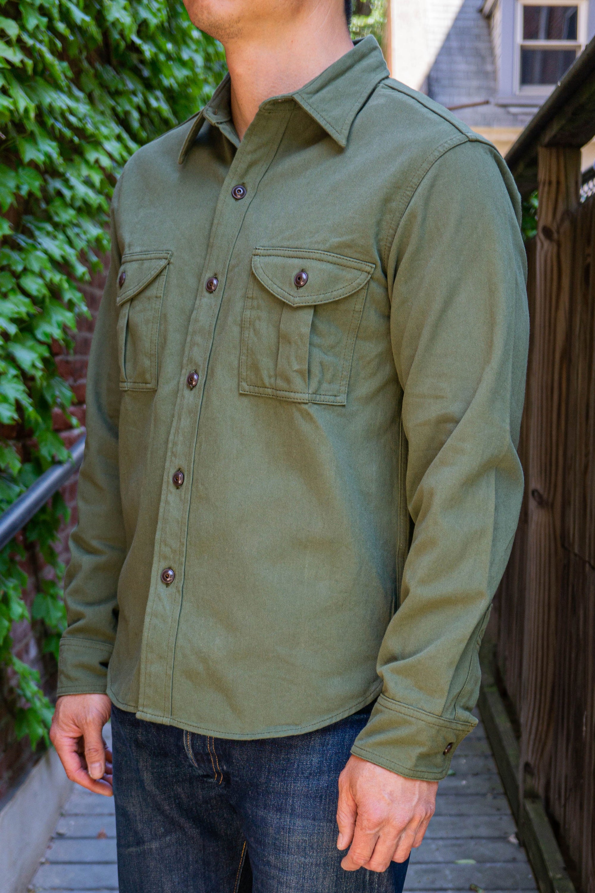 UES Strongly Twisted Twill Safari Shirt - Olive