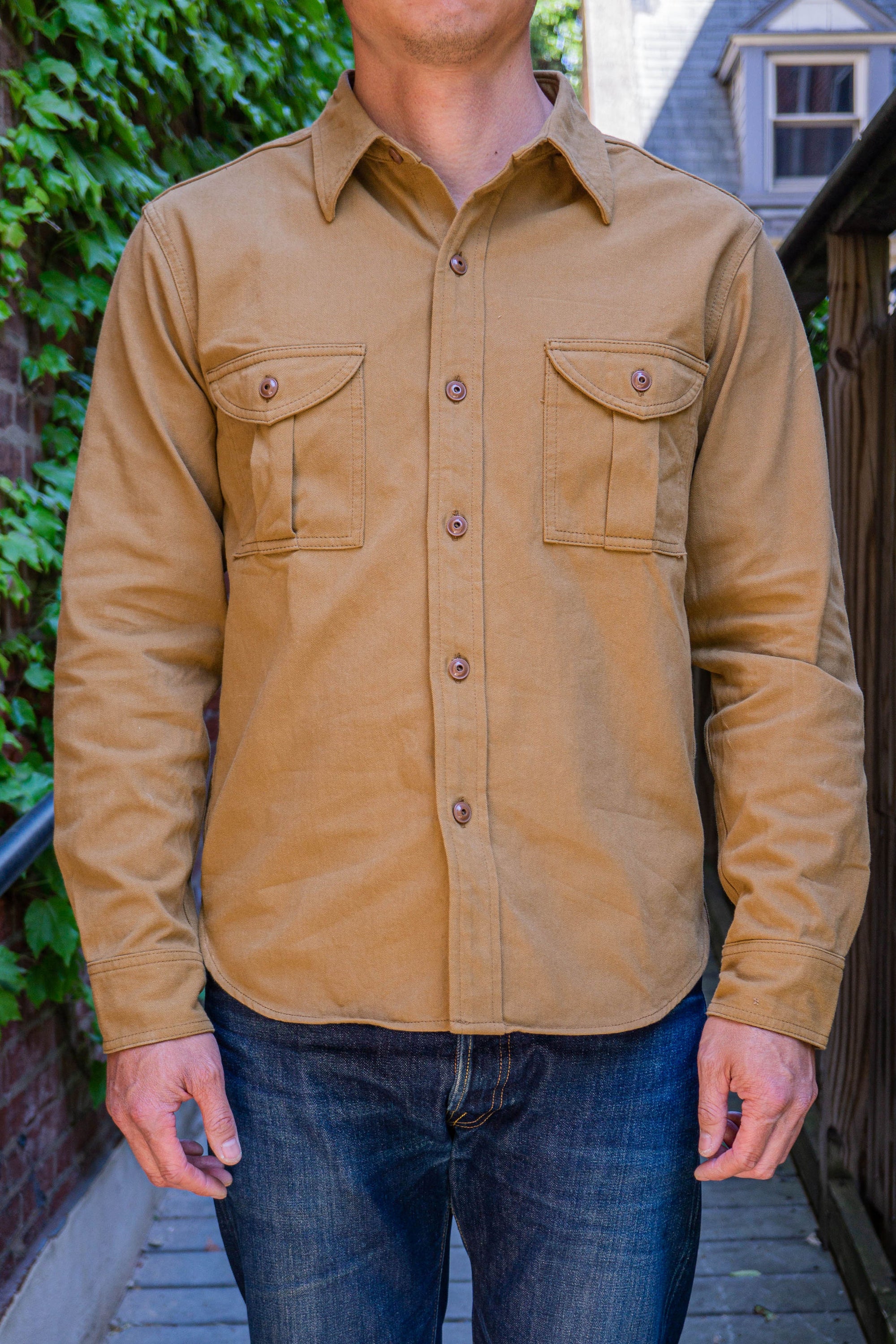 UES Strongly Twisted Twill Safari Shirt - Beige