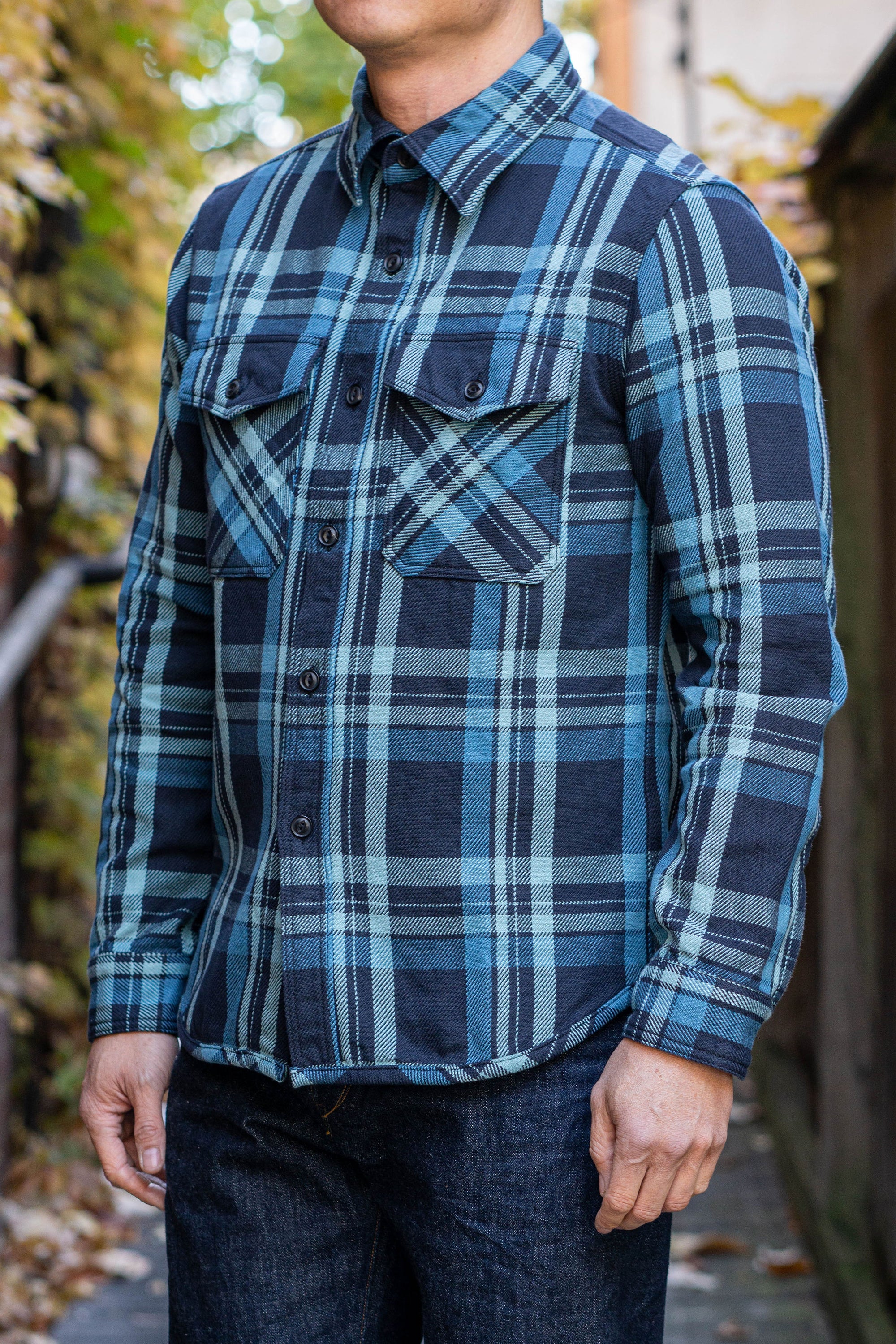 UES Extra Heavy Flannel Shirt - Sax Blue