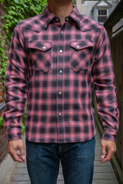 The Flat Head Ombré Flannel Shirt Red