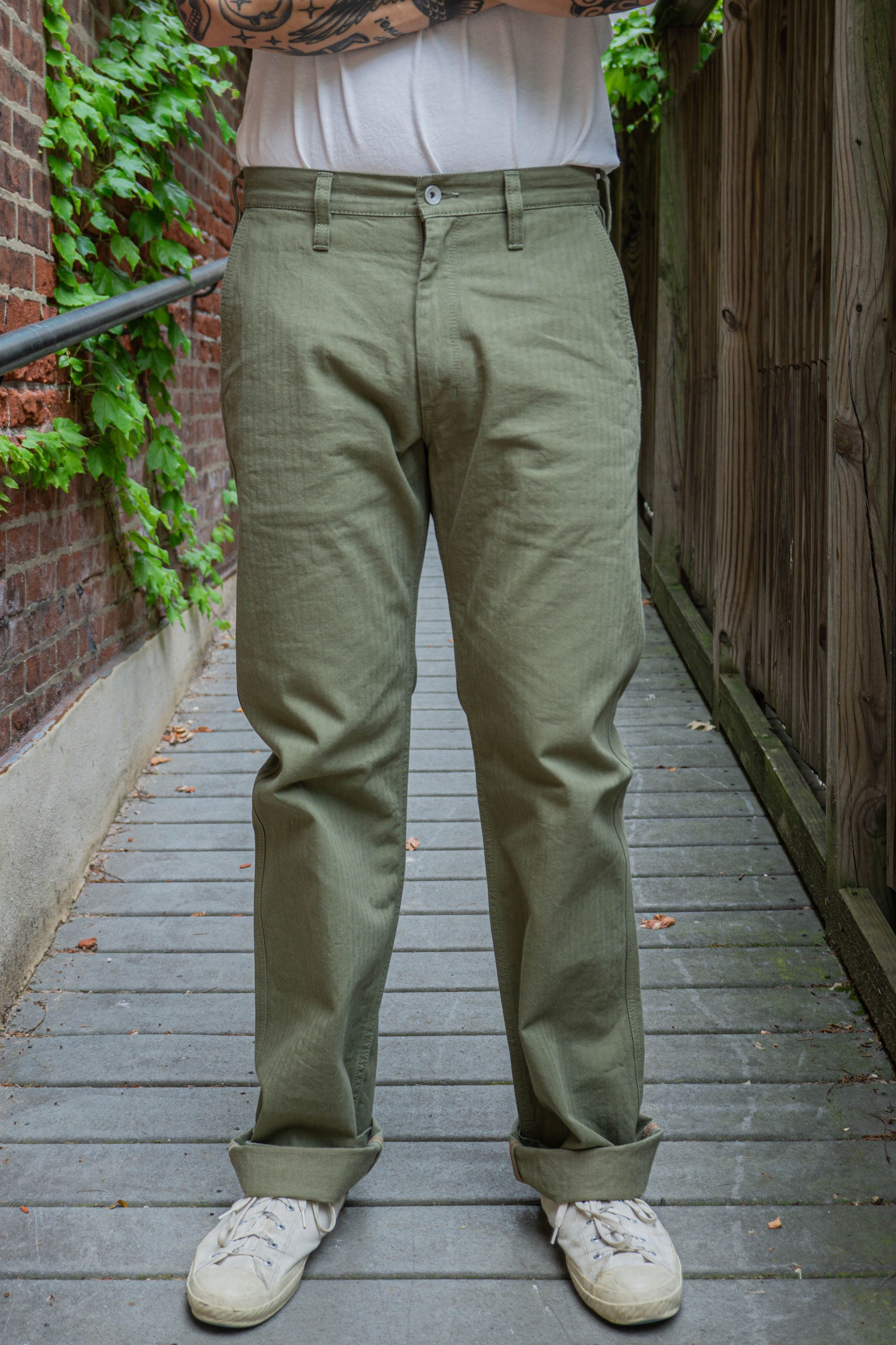 Iron Heart  IH720KHA  11oz Cotton Whipcord Work Pants  Olive   Withered Fig