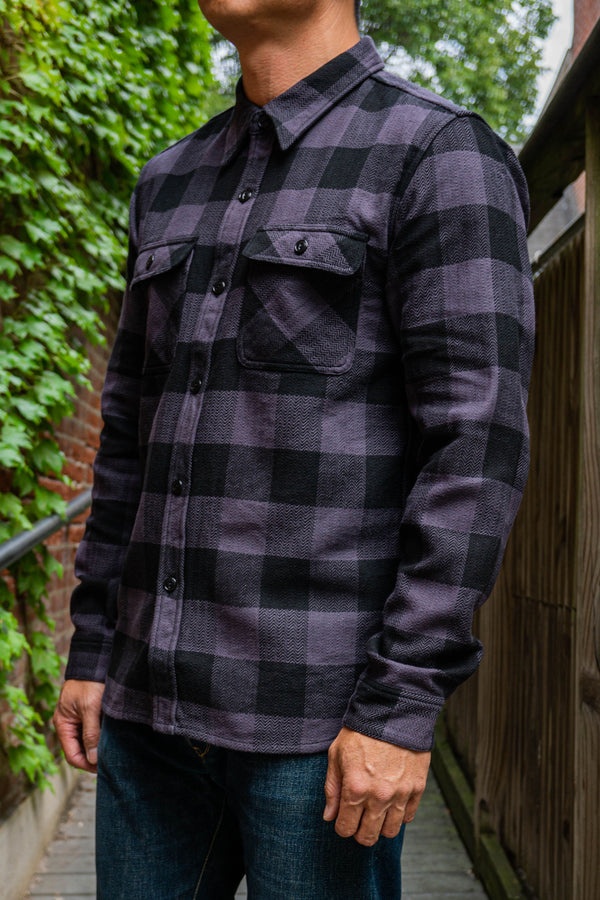 The Flat Head SNR-101L Block Check Flannel Shirt - Orange/Charcoal