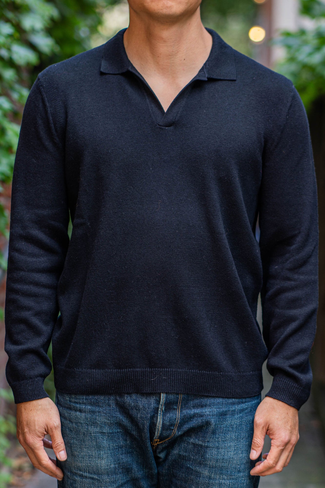 3sixteen Long Sleeve Knit Polo Black Franklin & Poe