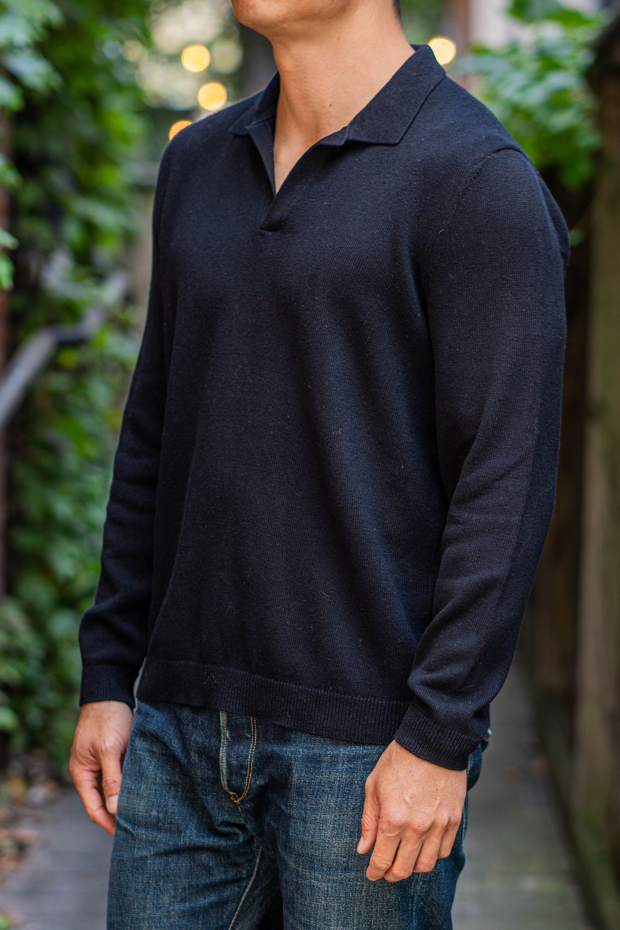 3sixteen Long Sleeve Knit Polo Black Franklin & Poe
