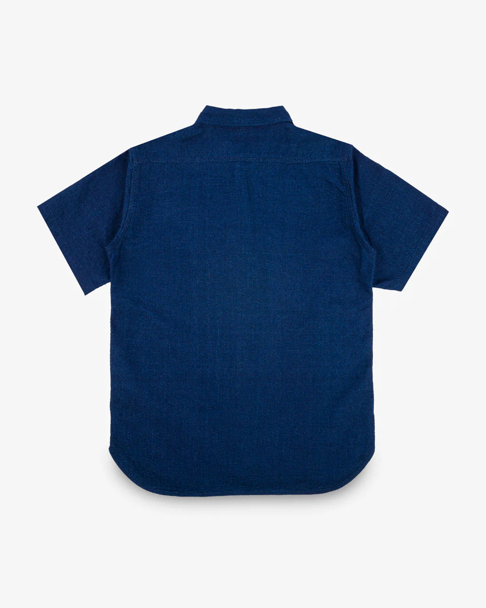 Iron Heart IHSH-417-IND 5oz Double Gauze Short Sleeved Work Shirt - Indigo