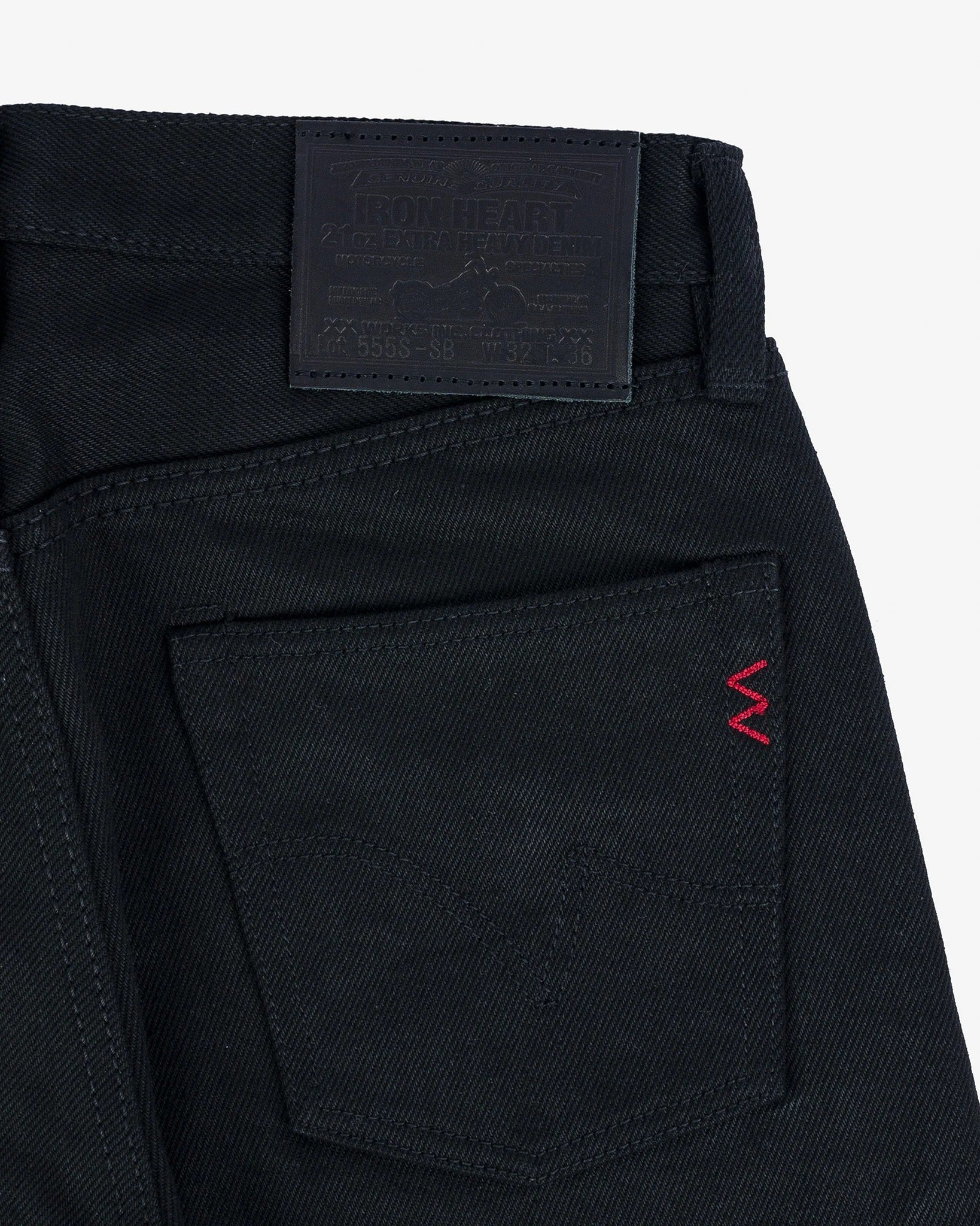 Iron Heart IH-555S-SB Superblack Non-Fade 21oz. Selvedge Denim - Super Slim