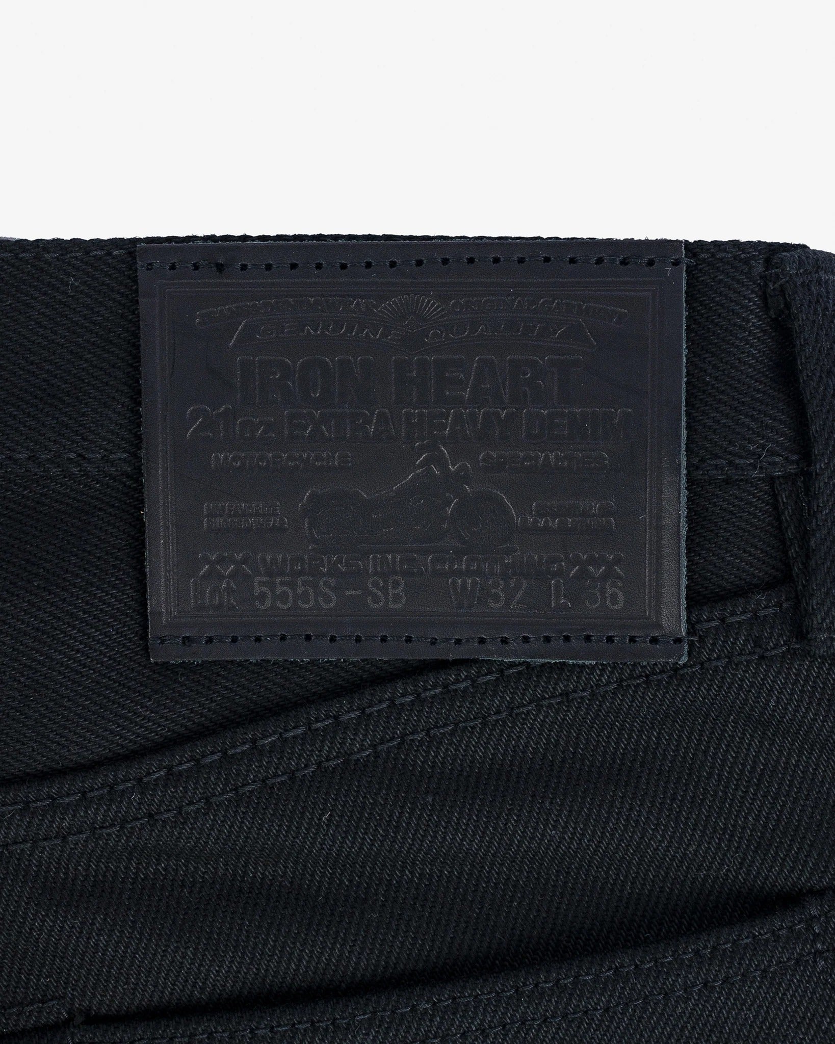 Iron Heart IH-555S-SB Superblack Non-Fade 21oz. Selvedge Denim - Super Slim