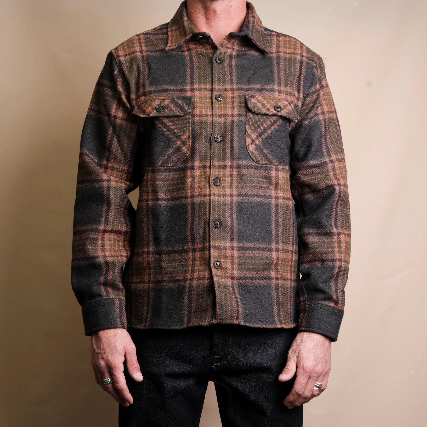 Freenote Cloth Benson - Black Plaid Wool