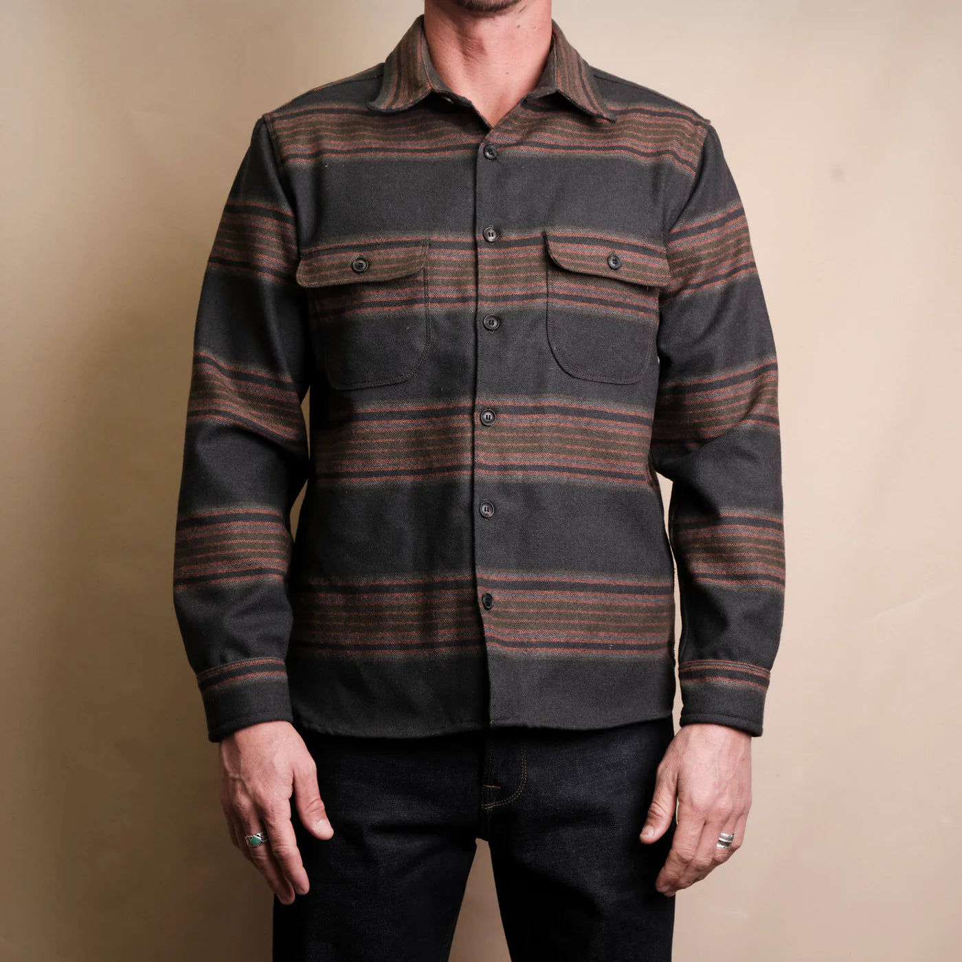 Freenote Cloth Benson - Black Stripe Wool