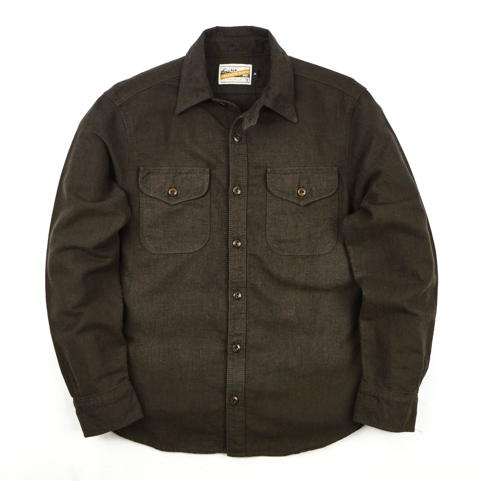 Wells shirt, laid flat on white from the front