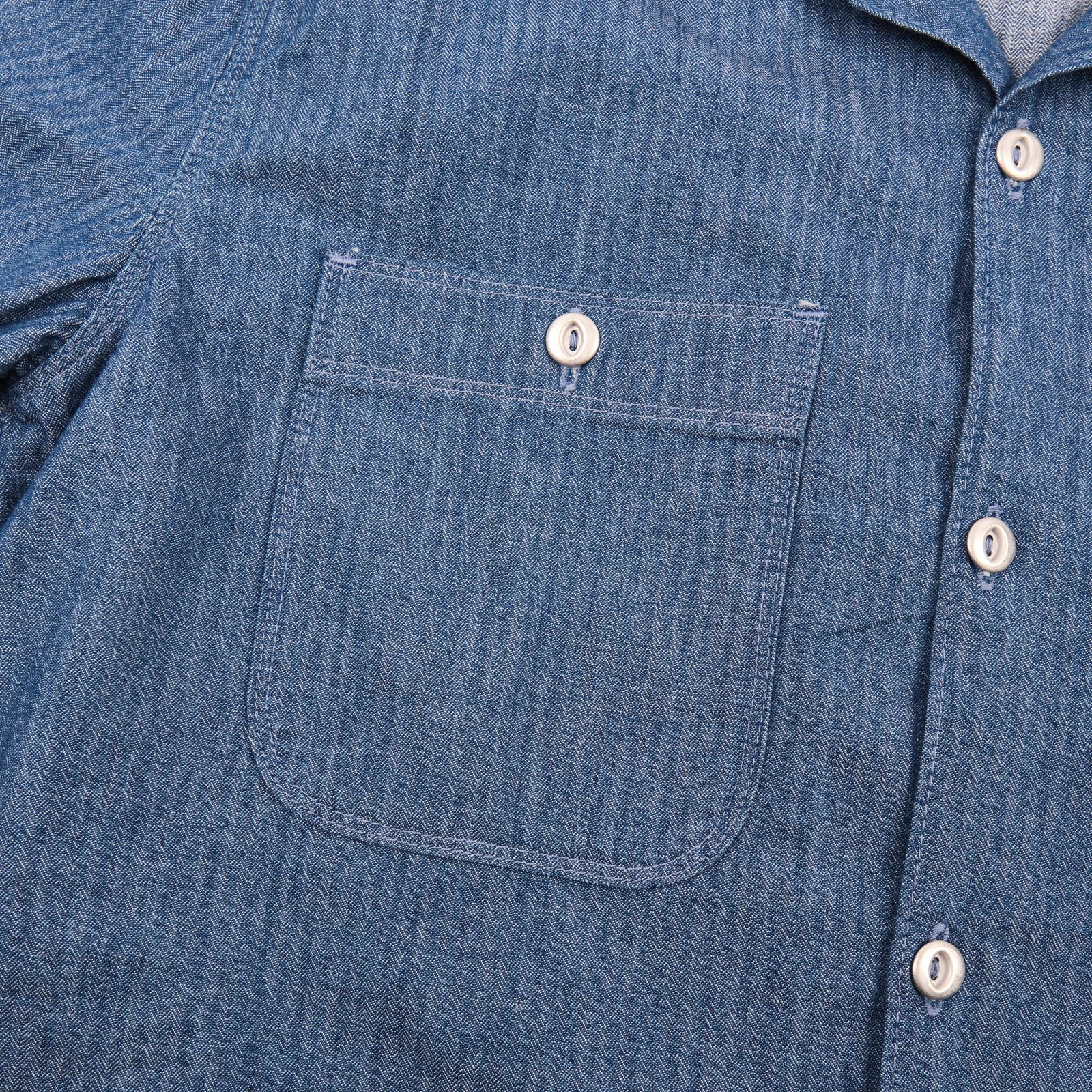 Freenote Cloth Dayton S/S - Blue Herringbone