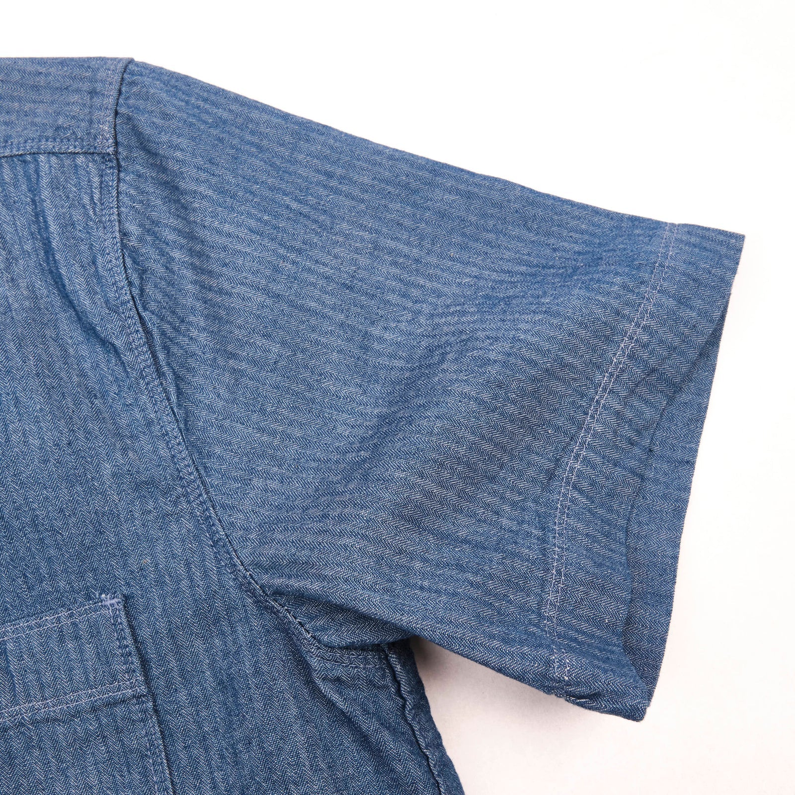 Freenote Cloth Dayton S/S - Blue Herringbone