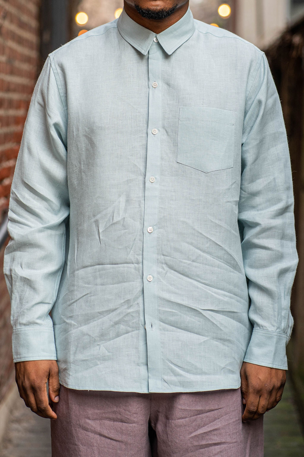 Blluemade Classic L/S Shirt - Light Blue Belgian Linen