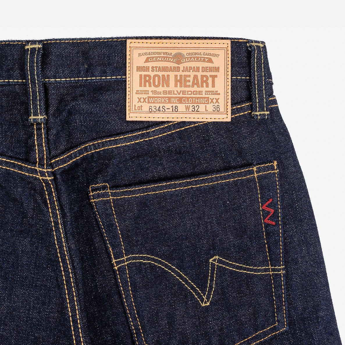 Iron Heart IH-634S-18 18oz Vintage Selvedge Denim Straight Cut Jeans - Indigo