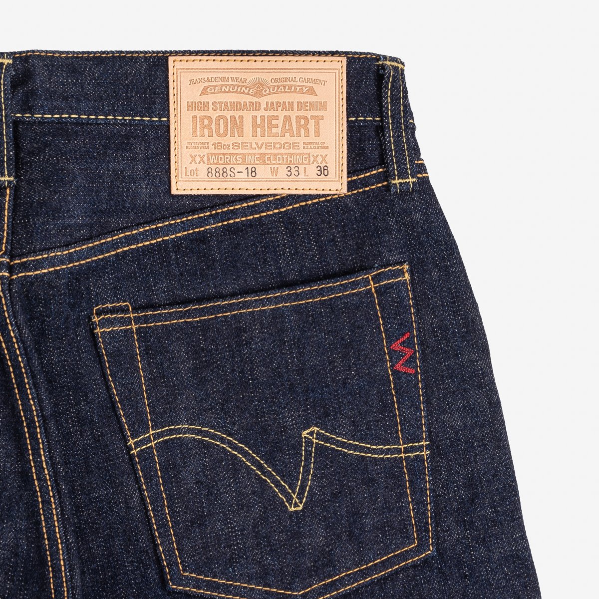 Iron Heart IH-888S-18 18oz Vintage Selvedge Denim Medium/High Rise Tapered Cut Jeans - Indigo