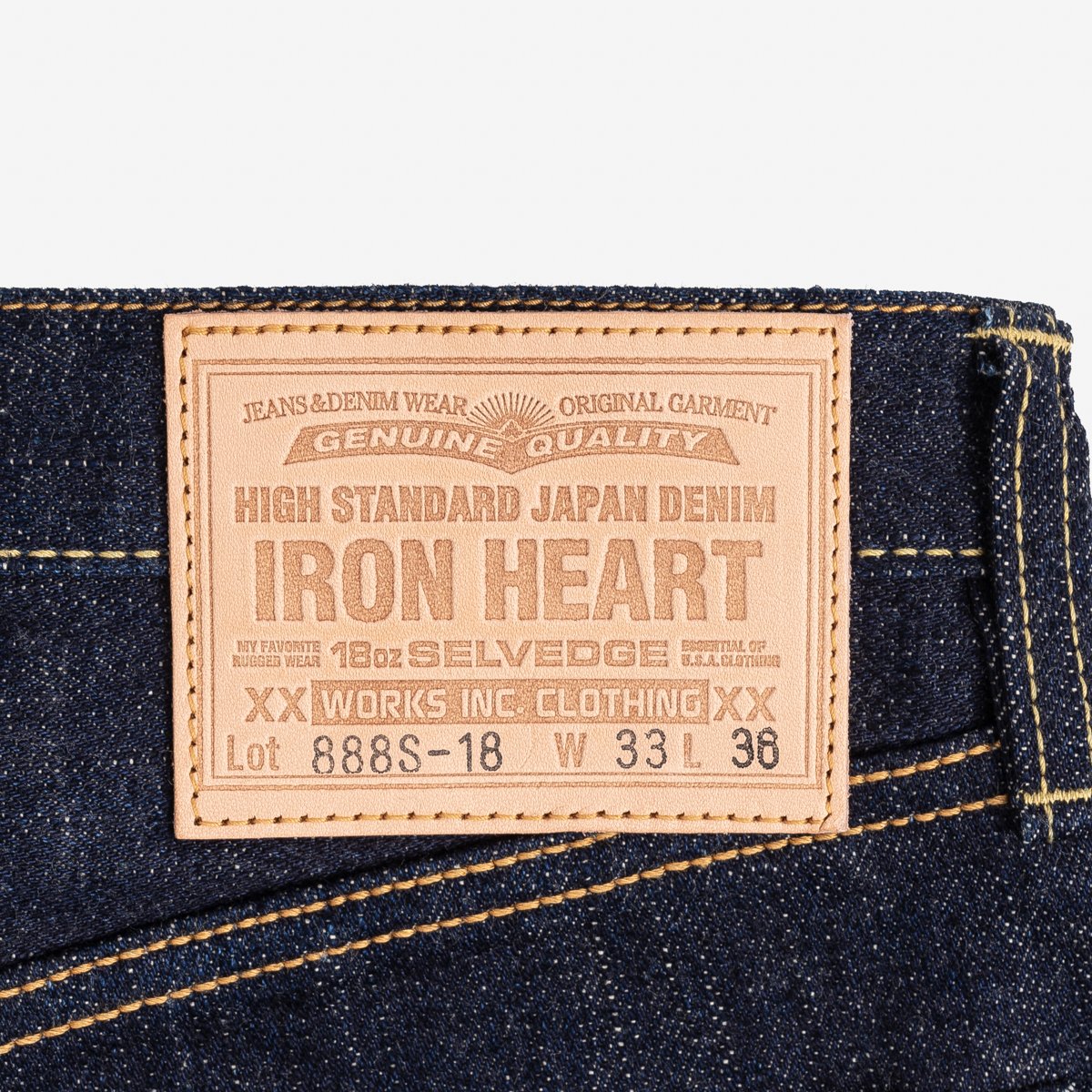 Iron Heart IH-888S-18 18oz Vintage Selvedge Denim Medium/High Rise Tapered Cut Jeans - Indigo