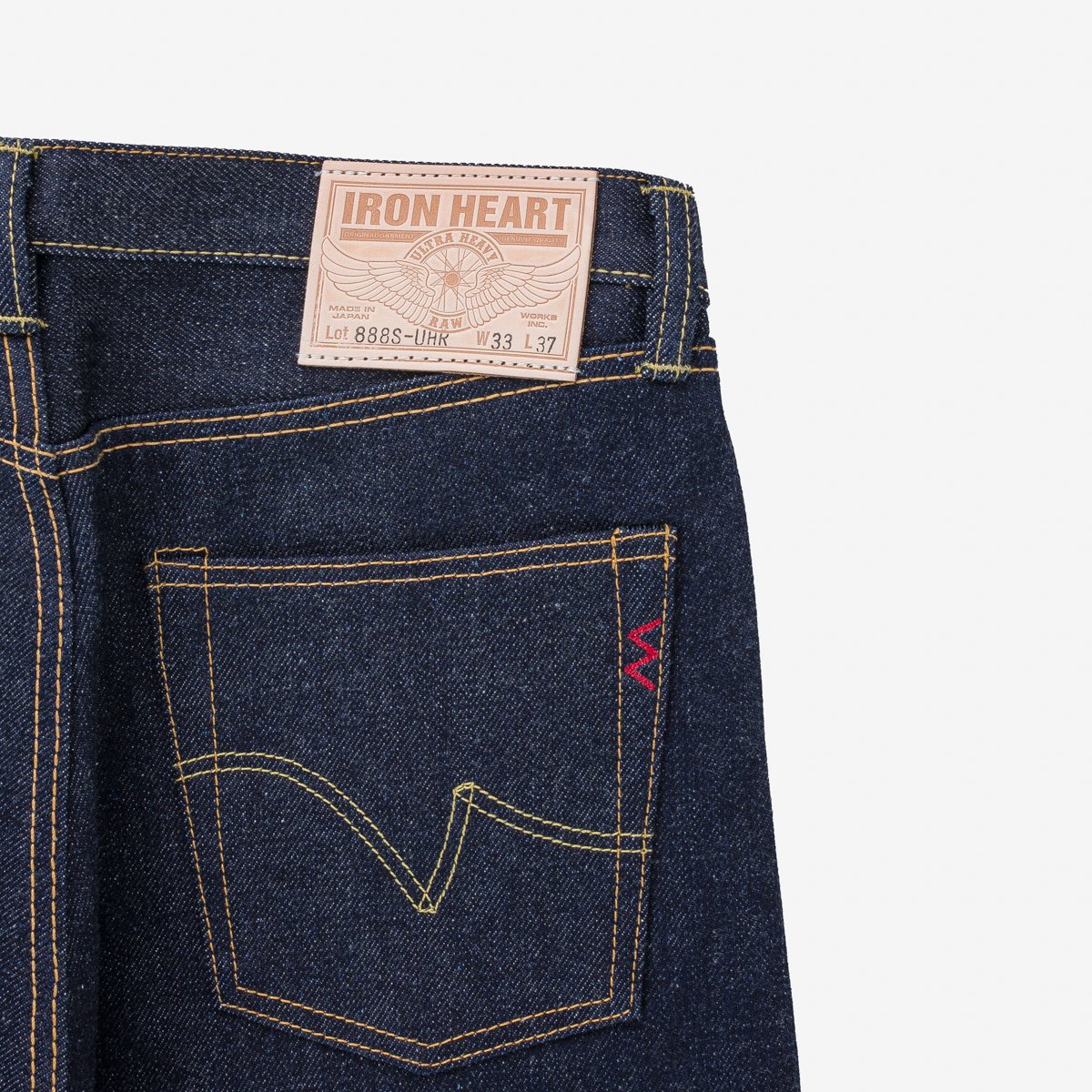 Iron Heart IH-888S-UHR 21/23oz Ultra Heavy Raw Selvedge Denim Medium/High Rise Tapered Cut Jeans - Indigo