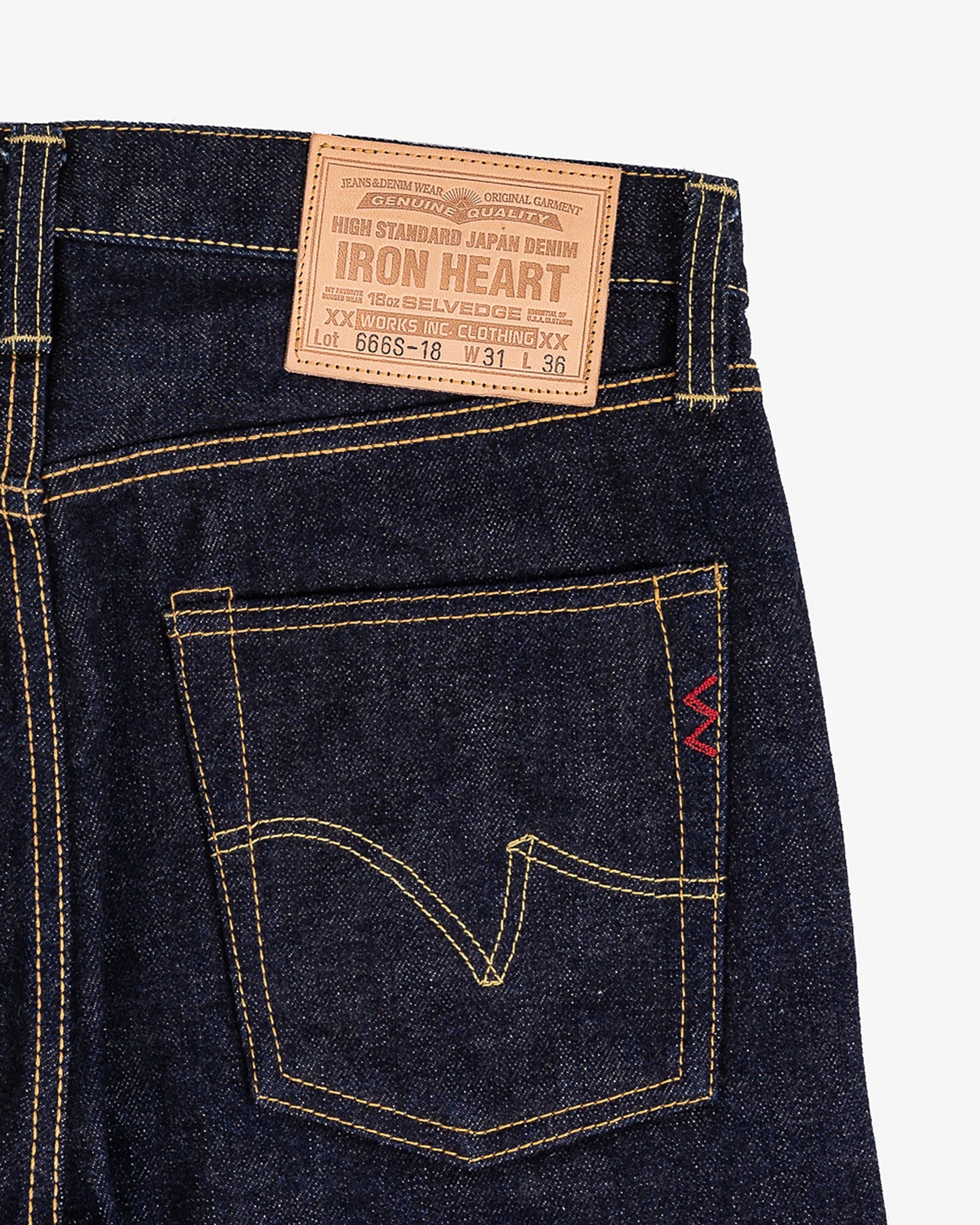 Iron Heart IH-666S-18 18oz Vintage Selvedge Denim Slim Straight Cut Jeans - Indigo