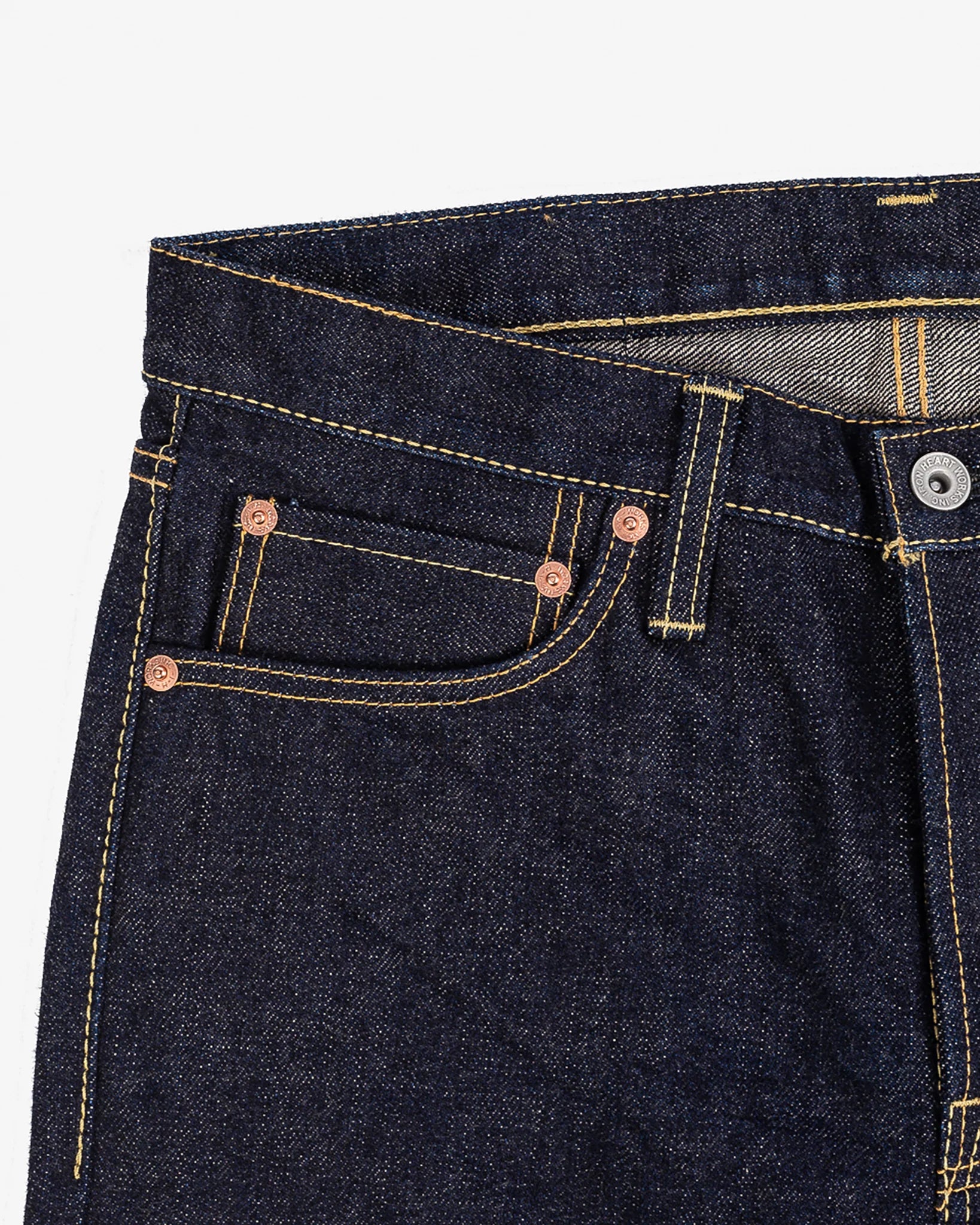 Iron Heart IH-666S-18 18oz Vintage Selvedge Denim Slim Straight Cut Jeans - Indigo