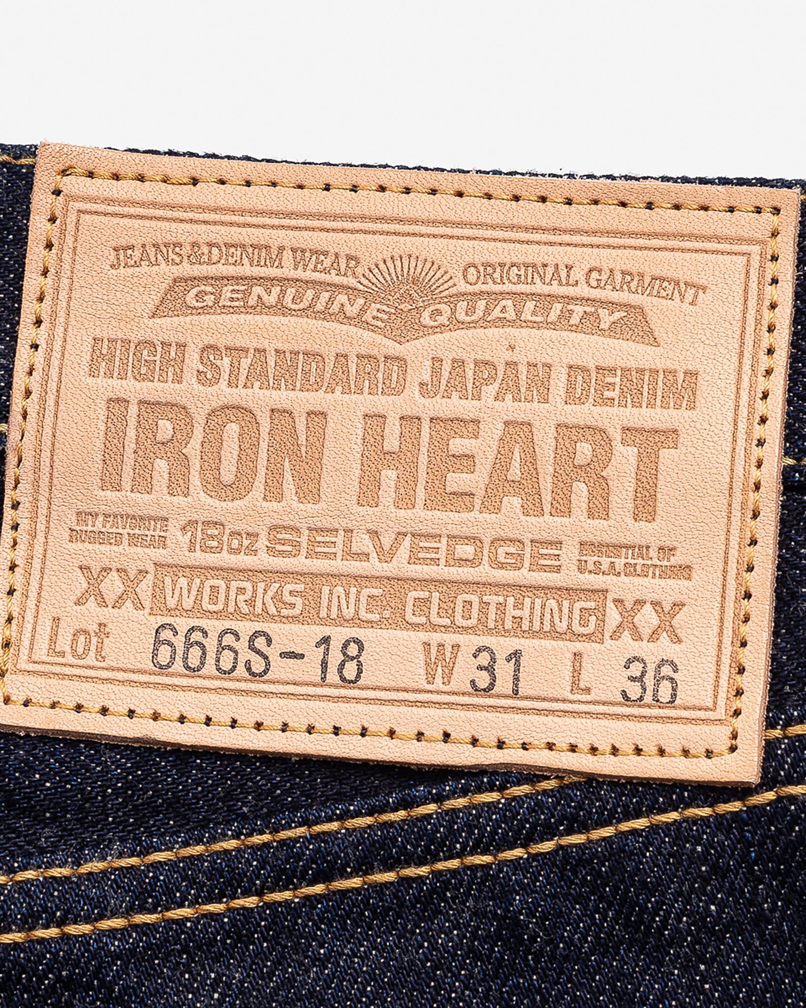 Iron Heart IH-666S-18 18oz Vintage Selvedge Denim Slim Straight Cut Jeans - Indigo