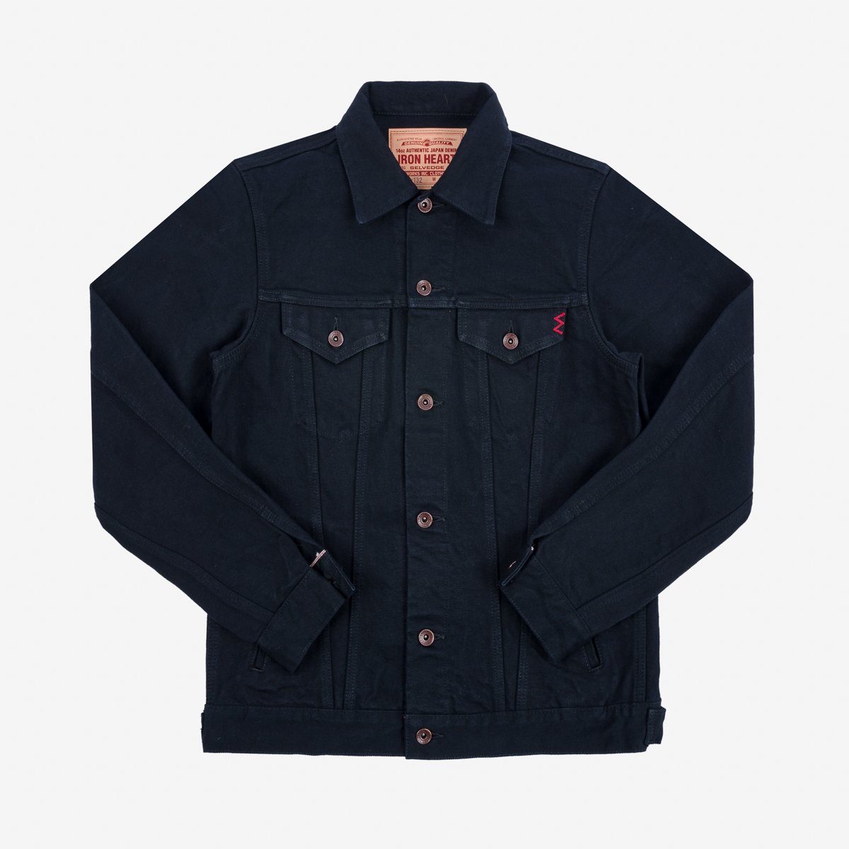 Iron Heart IHJ-132-BLK 14oz Selvedge Denim Modified Type III Jacket - Superblack