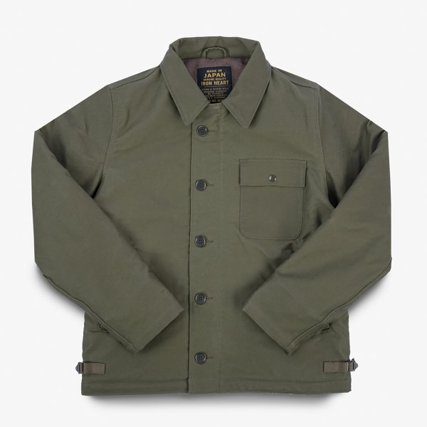 Iron Heart IHM-45-GRN Oiled Whipcord A2 Deck Jacket - Army Green