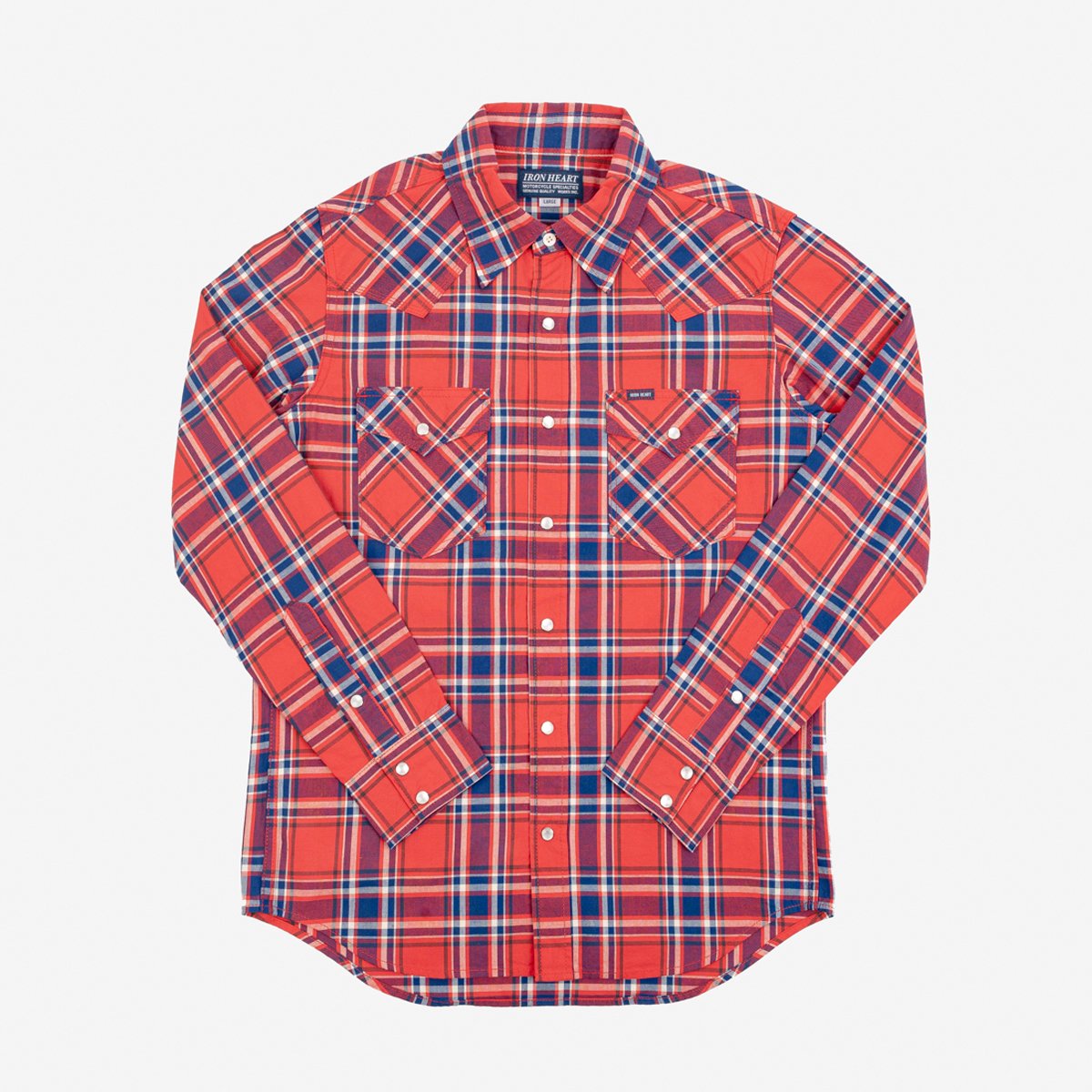 Iron Heart IHSH-355-RED 5oz Selvedge Madras Check Western Shirt - Red