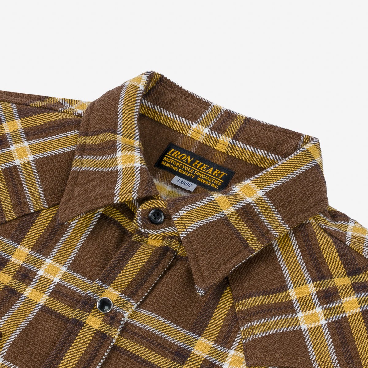 Iron Heart IHSH-372-BRN Ultra Heavy Flannel Brown Crazy Check Western Shirt - Brown