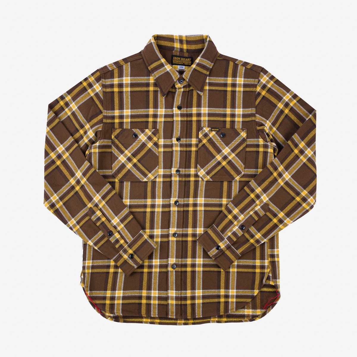 Iron Heart IHSH-378-BRN Ultra Heavy Flannel Brown Crazy Check Work Shirt - Brown