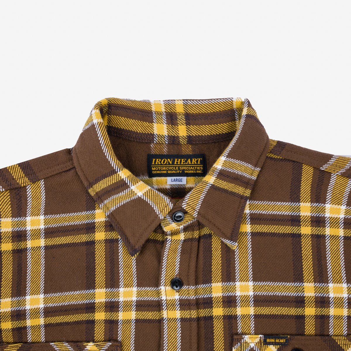 Iron Heart IHSH-378-BRN Ultra Heavy Flannel Brown Crazy Check Work Shirt - Brown