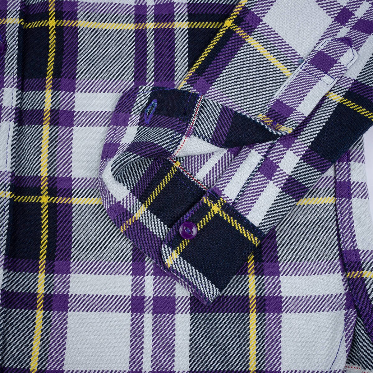 Iron Heart IHSH-382-PUR 9oz Selvedge American Check Work Shirt - Purple