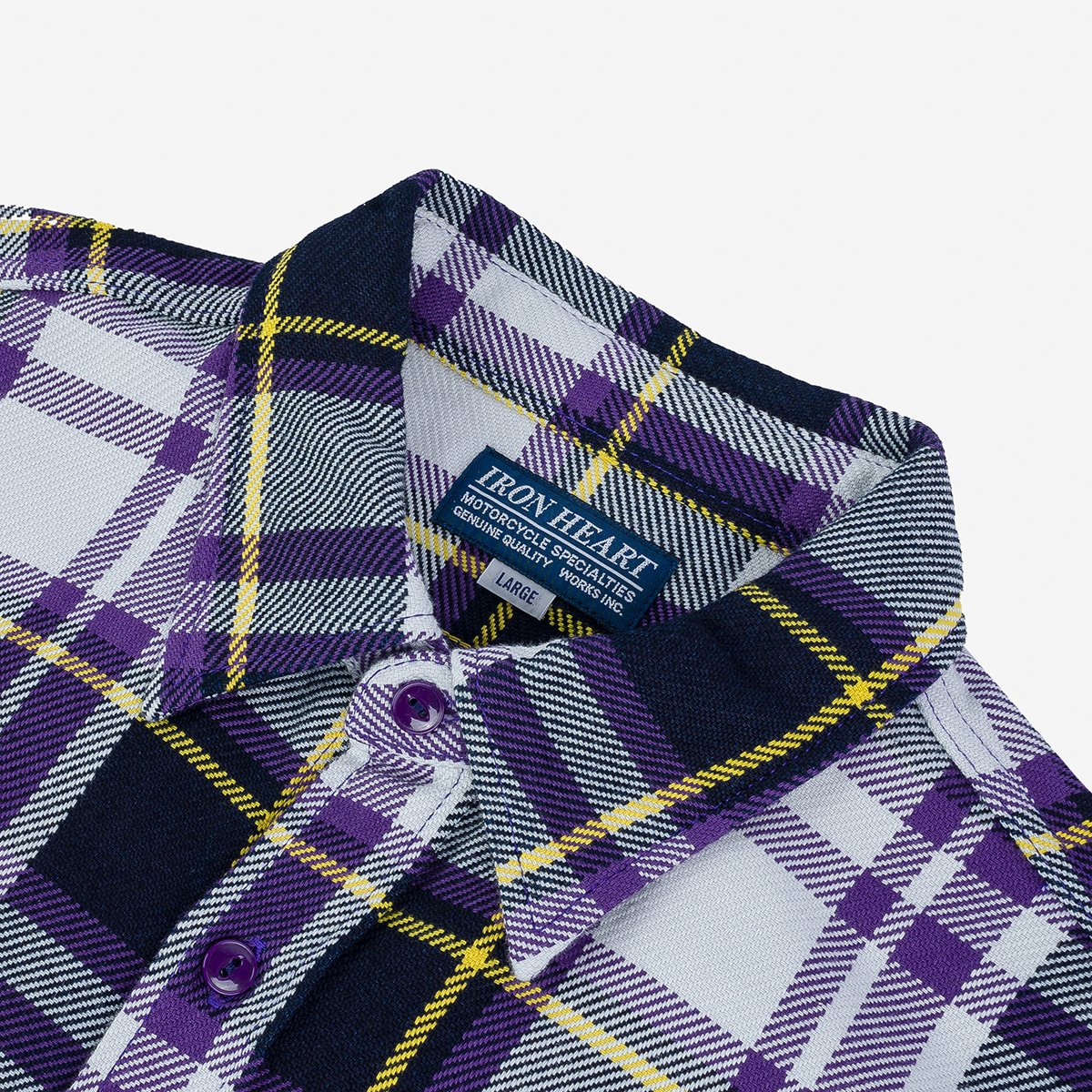 Iron Heart IHSH-382-PUR 9oz Selvedge American Check Work Shirt - Purple