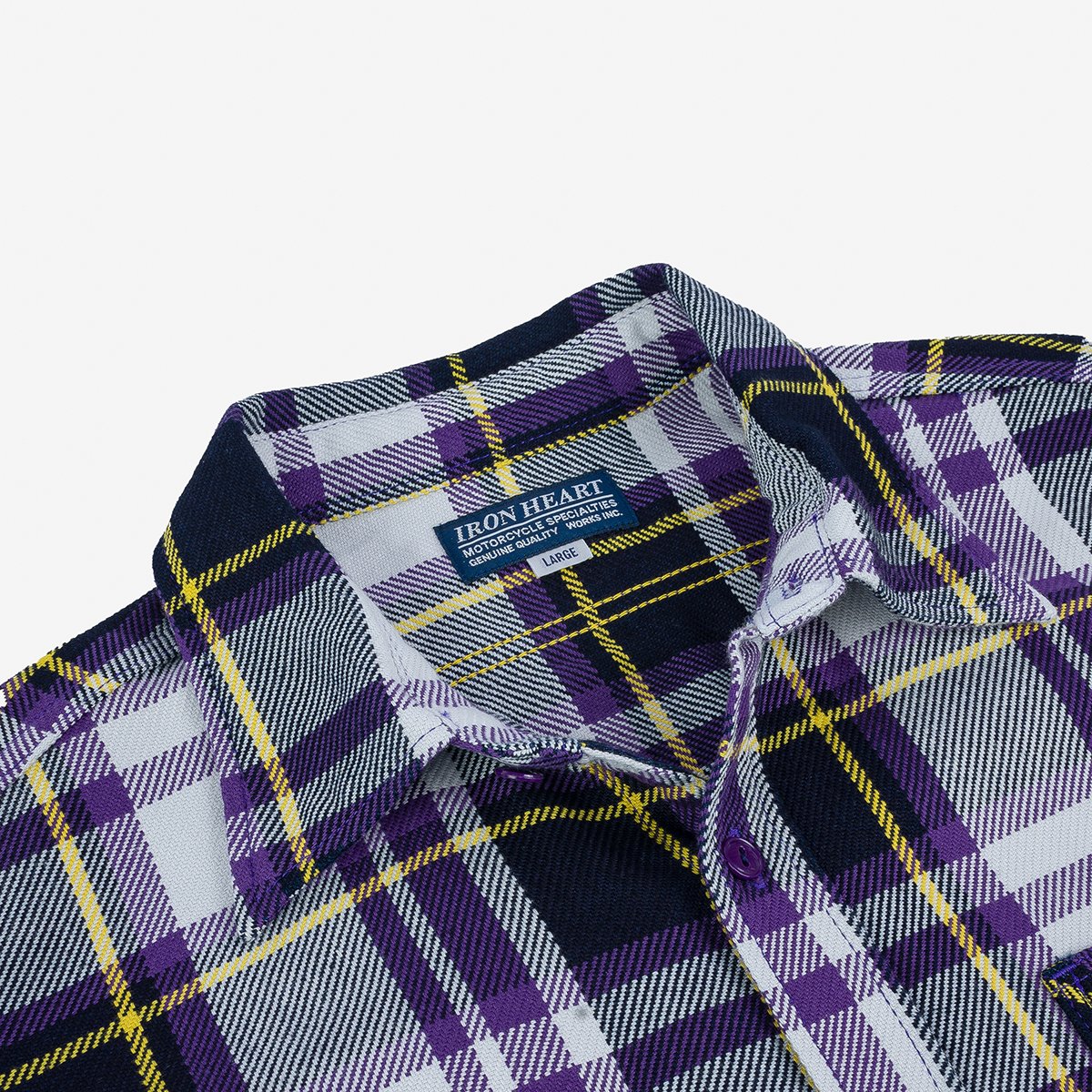 Iron Heart IHSH-382-PUR 9oz Selvedge American Check Work Shirt - Purple