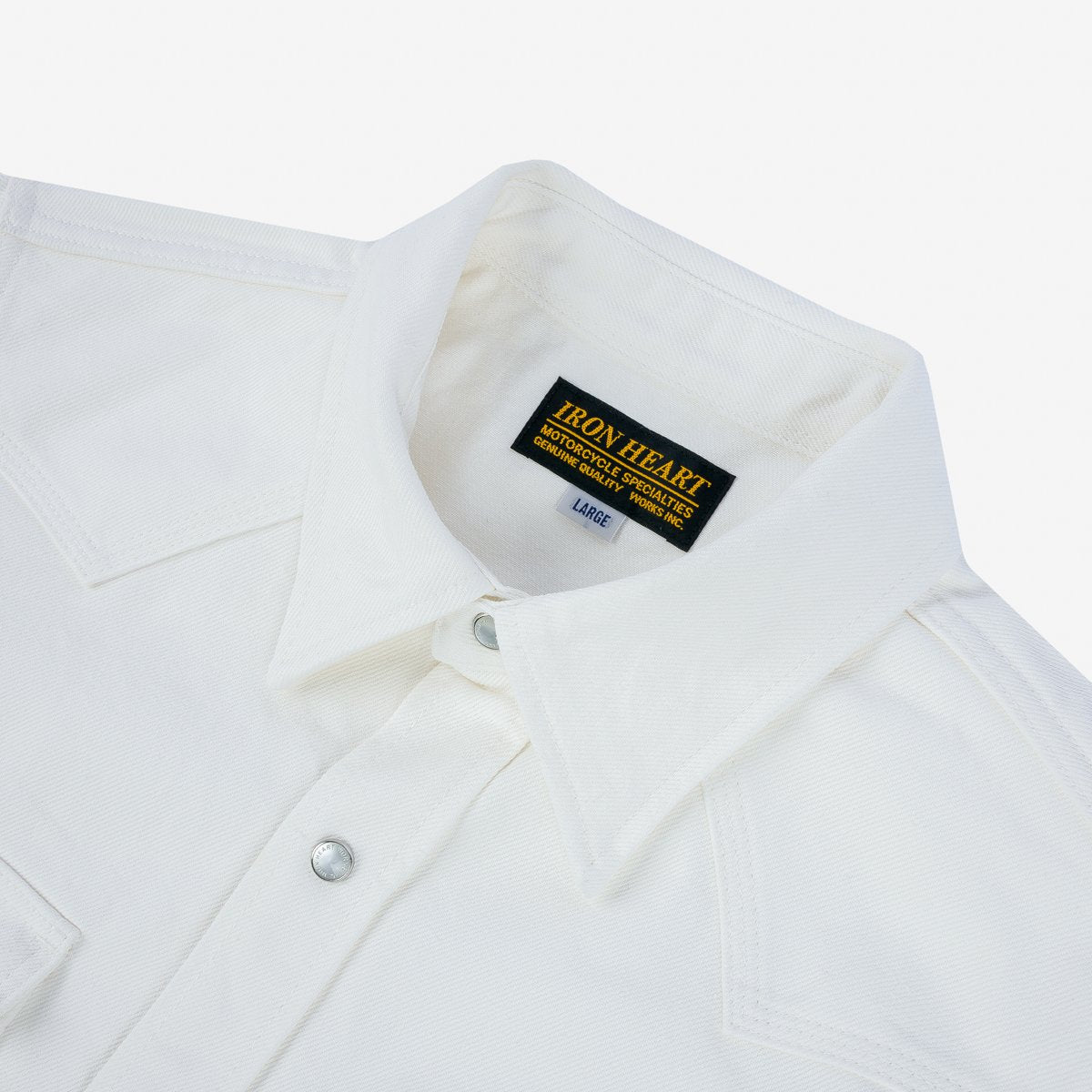 Iron Heart IHSH-384-WHT 13.5oz Cotton Twill Western Shirt - White