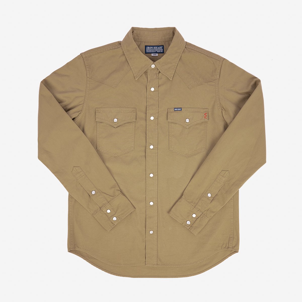 Iron Heart IHSH-394-KHA 7oz Fatigue Cloth Western Shirt - Khaki