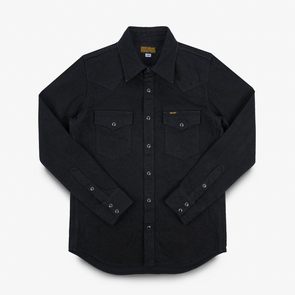 Iron Heart IHSH-396-BLK 13.5oz Denim Western Shirt - Black