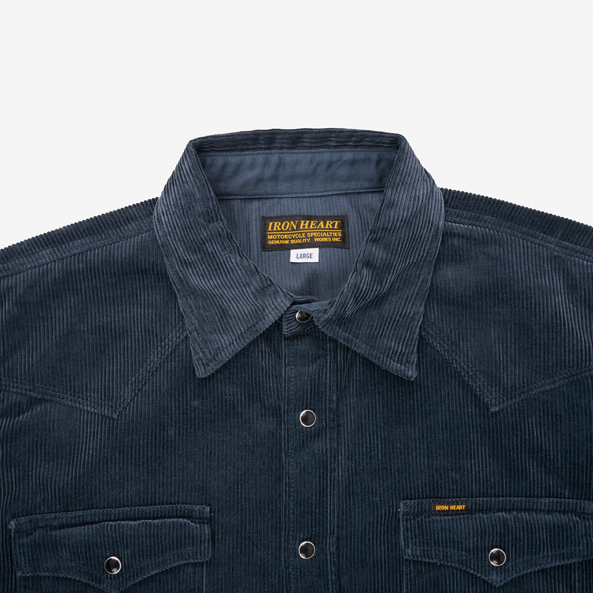 Iron Heart IHSH-398-NAV 11oz Corduroy Western Shirt - Navy