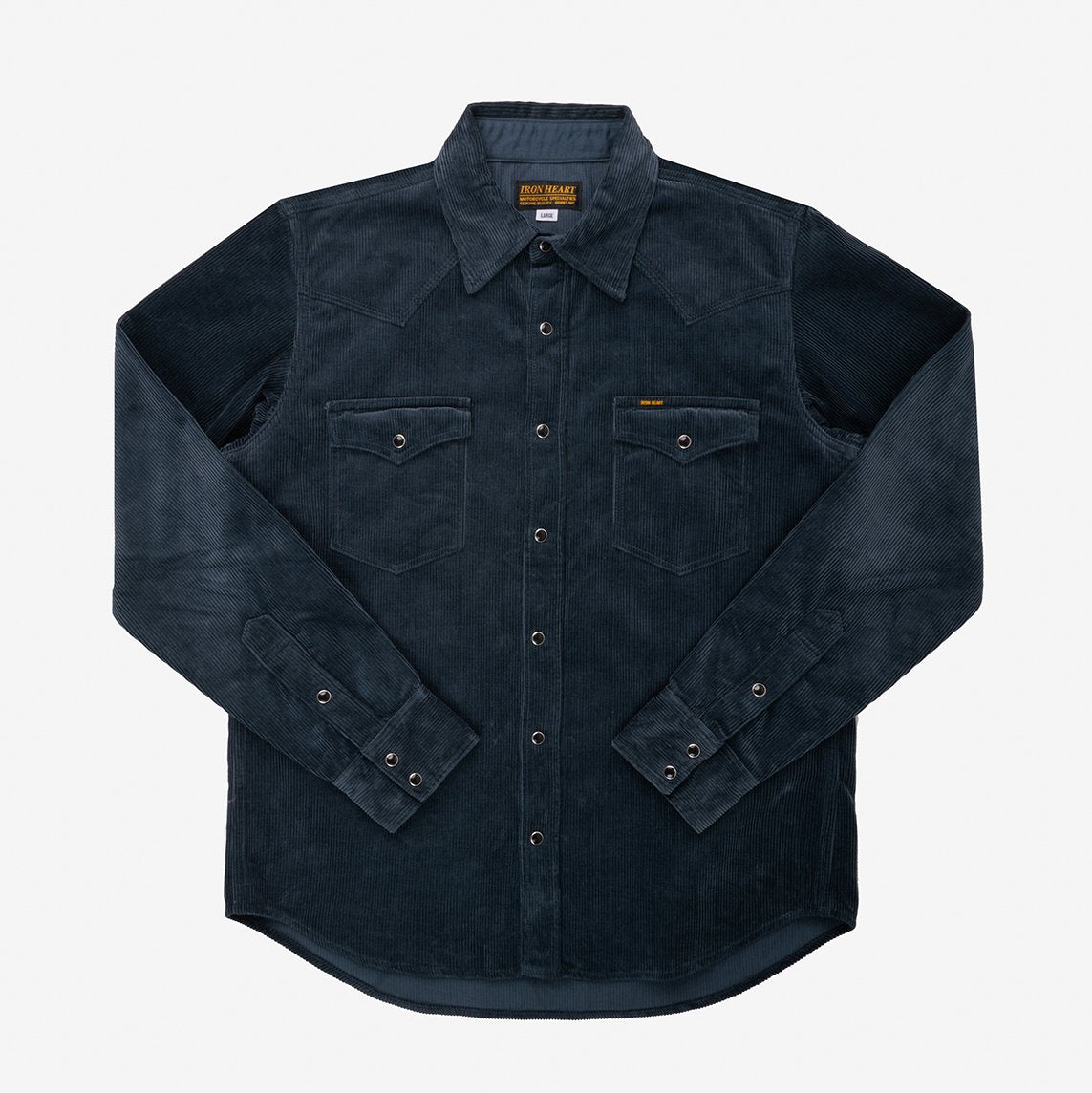 Iron Heart IHSH-398-NAV 11oz Corduroy Western Shirt - Navy