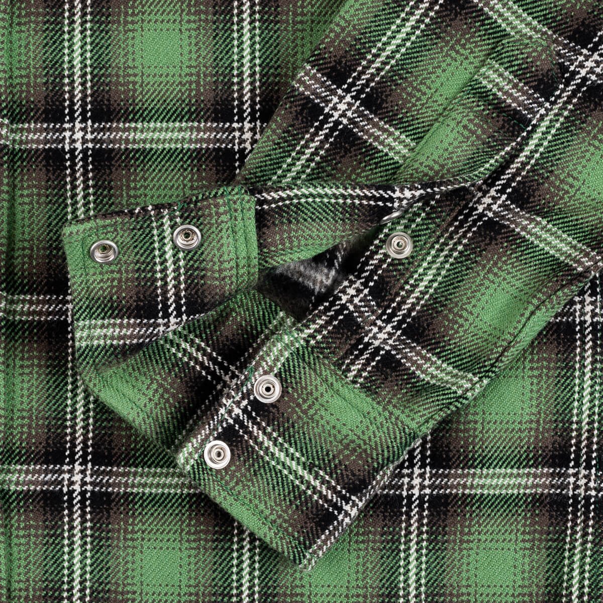 Iron Heart IHSH-405-GRN 12oz Ultra Heavy Flannel Check Western Shirt - Green