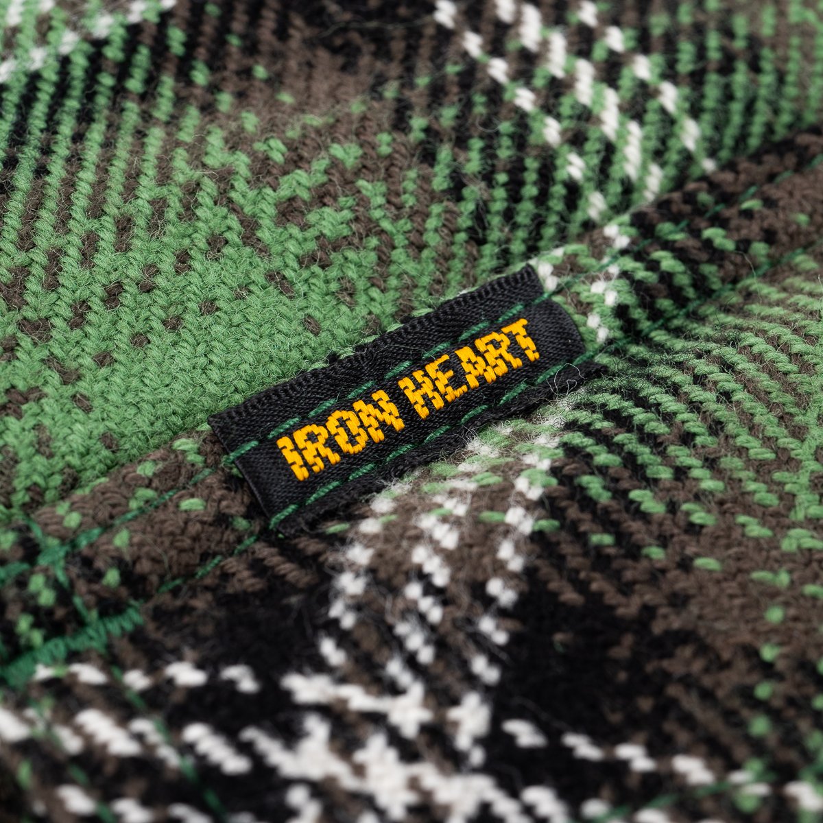 Iron Heart IHSH-405-GRN 12oz Ultra Heavy Flannel Check Western Shirt - Green