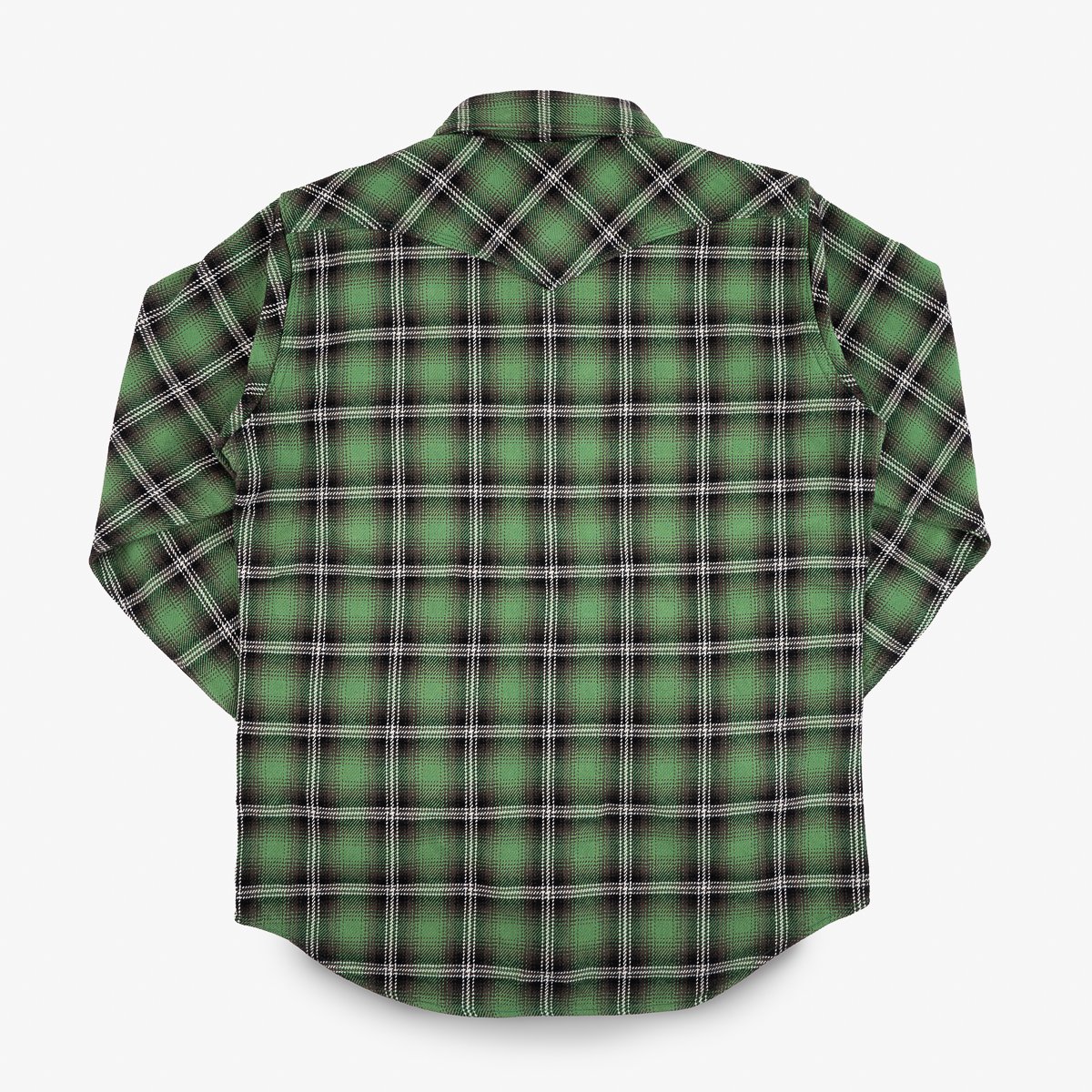 Iron Heart IHSH-405-GRN 12oz Ultra Heavy Flannel Check Western Shirt - Green