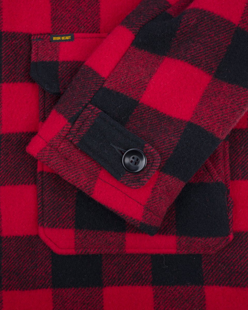 Iron Heart IHW-19-RED Wool Buffalo Check Hunting Jacket - Red