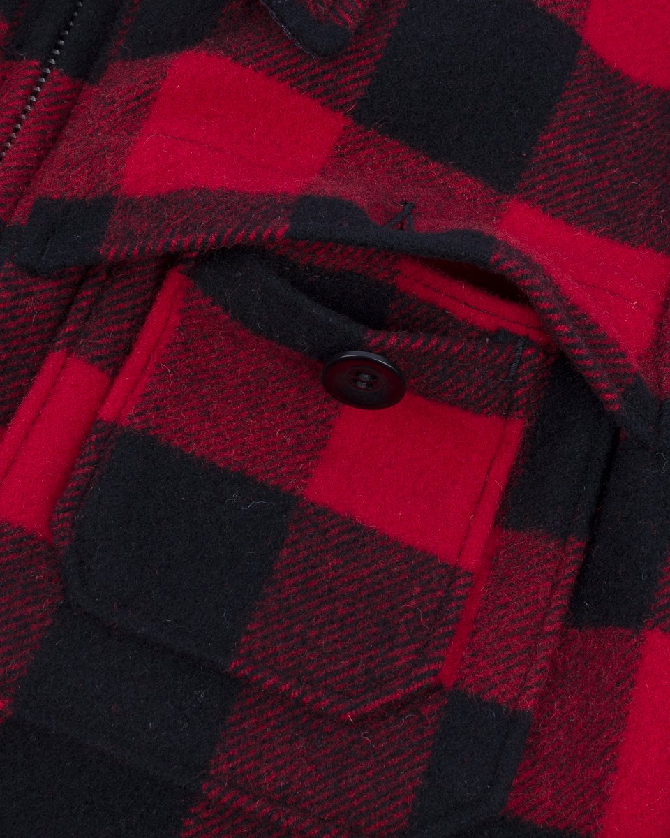 Iron Heart IHW-19-RED Wool Buffalo Check Hunting Jacket - Red