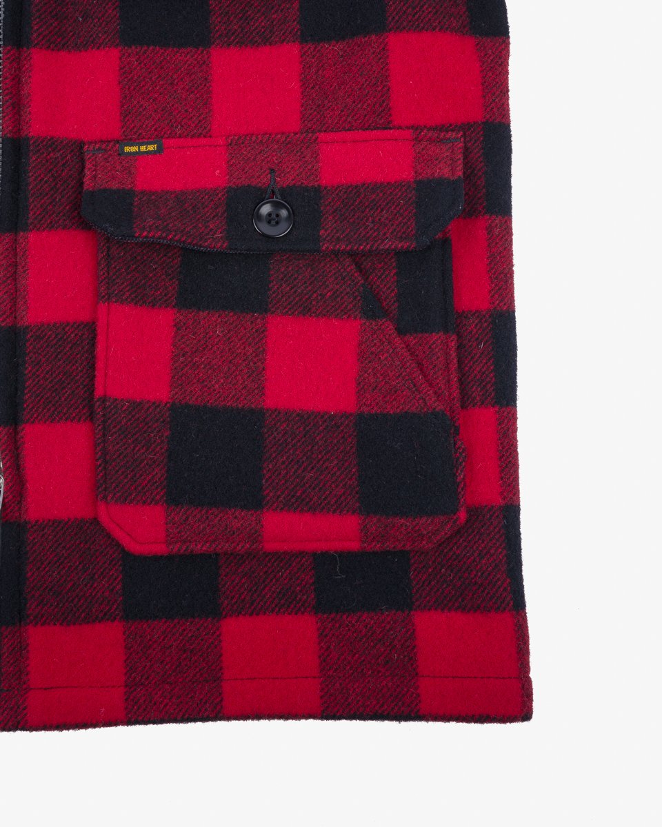 Iron Heart IHW-19-RED Wool Buffalo Check Hunting Jacket - Red